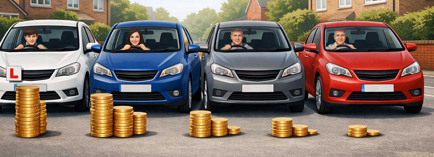 Diffences in car insurance premiums by age